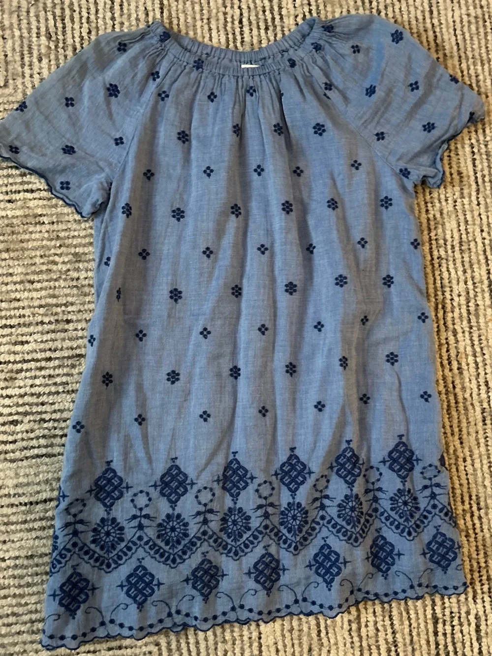 Gymboree Blue Embroidered Cotton Tunic Dress Girls Size Medium 7-8